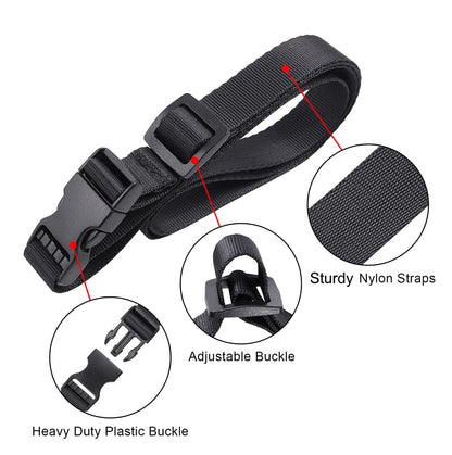 Vigorport Utility Straps Quick Release Nylon Backpack Accessory Bag Strap,Adjustable for Hiking,Travel,Outdoor Sports-4 Pack (Black, 0.75" W-40 L)