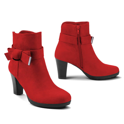 mysoft Women's Booties with Heel, Chunky Stacked Heel Zipper Ankle Boots for Ladies