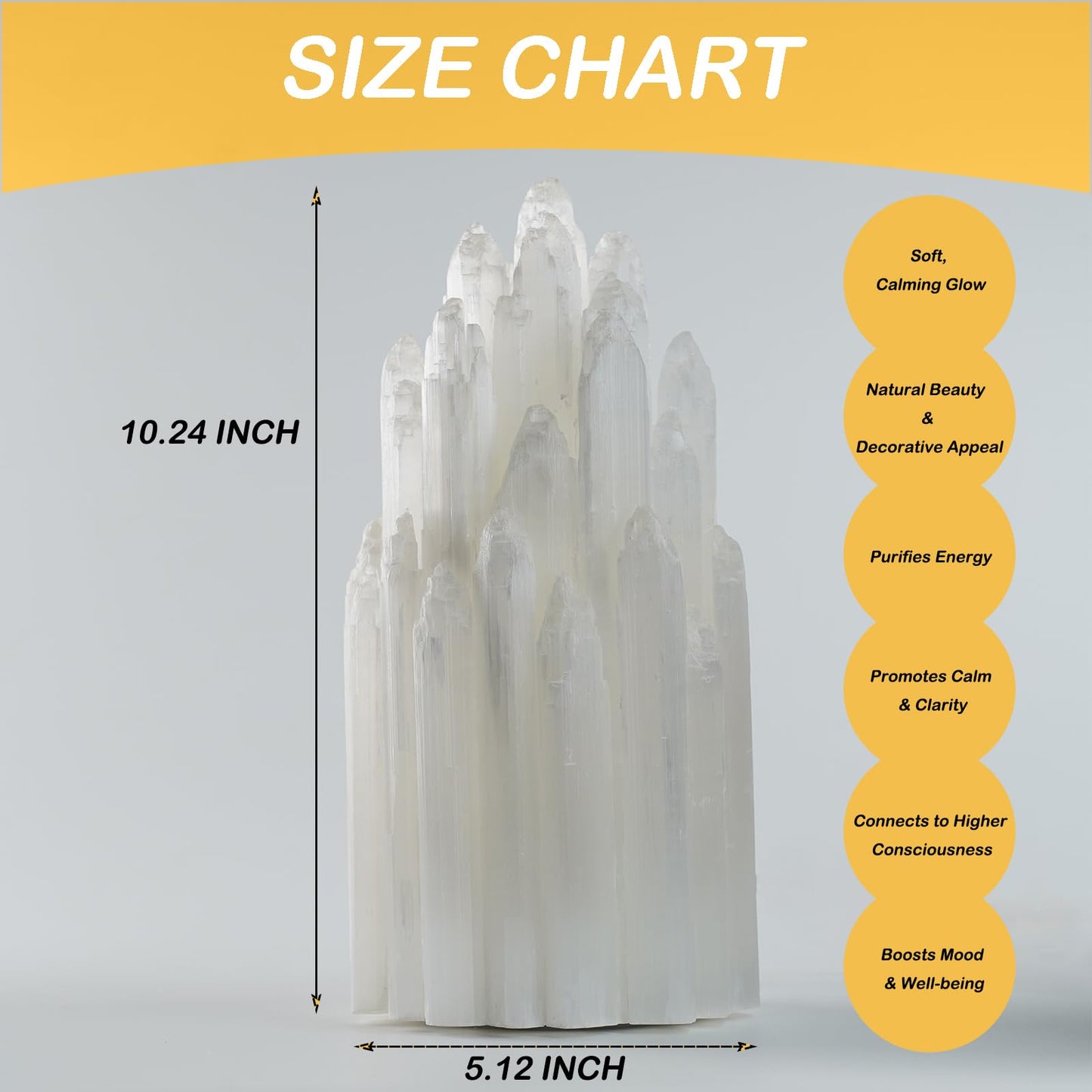 YeasHome Handcrafted Selenite Lamp Salt Lamp Natural Crystal Light for Relaxation Table Lamp Salt Rock Night Light with Dimmer Switch for Bedroom, Yoga Room, Healing Meditation Decor White