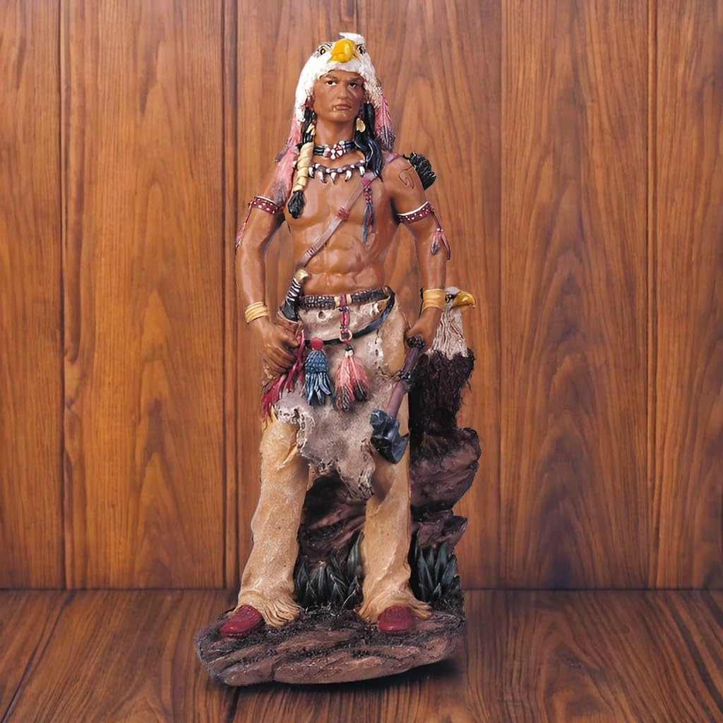ICE Armor 11" H Indian Warrior with Eagle Statue Native American Decoration Figurine Office Desk/Home/Living Room/Table Decor, Perfect House Warming Gifts for New Home