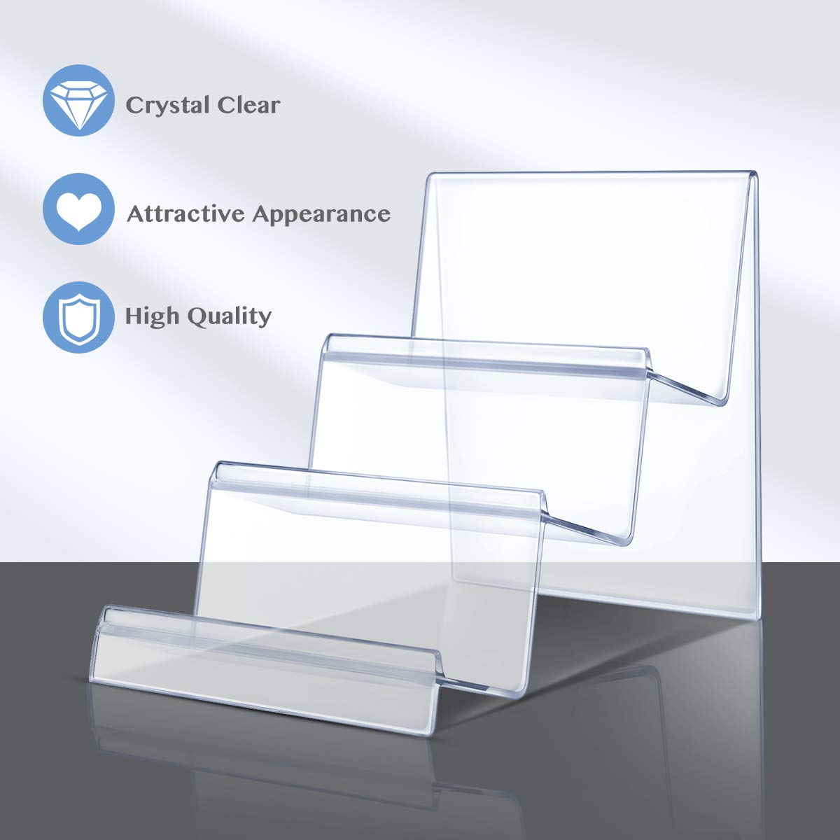 DOITOOL Clear Acrylic Purse Display Stand Holder Wallet Stand 3 Tier Handbag Purse Display Stand Glasses Holder Jewelry Display Riser Shelf for Home Decoration and Organizer