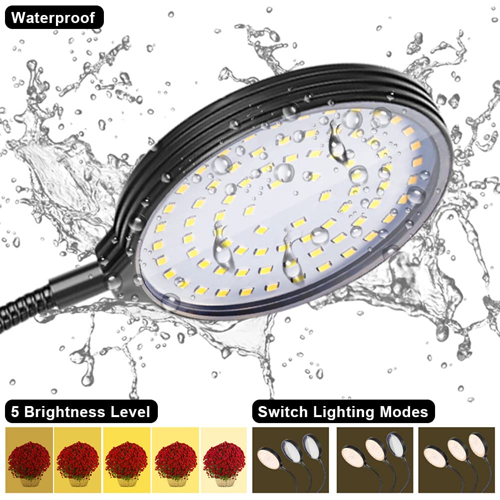 Grow Light 30W Sunlike Full Spectrum LED Plant Grow Lights with Timer Auto On/Off 4/8/12H Waterproof Grow Lamp for Indoor Plants, 5 Dimmable Levels, 3 Switch Modes, Adjustable Gooseneck