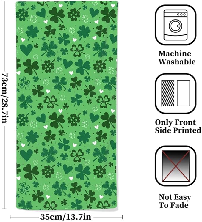 St Patricks Day Hand Towels for Bathroom, 2 Packs Lucky Clovers Fingertip