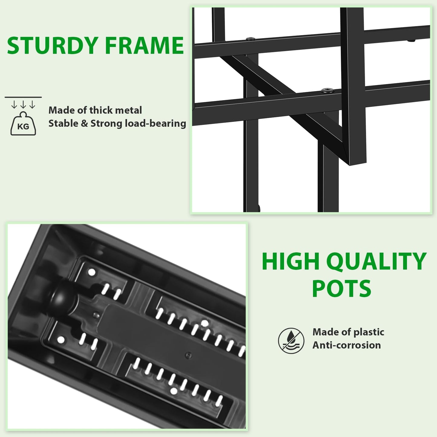 Vrisa Plastic Raised Garden Bed Outdoor with Legs 43x17x29 in Elevated Standing Planter Box with Storage Shelf and Wheels Vegetables Herbs Flowers Gardening Boxes for Backyard, Patio, Balcony, Black