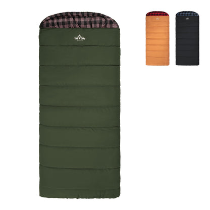 TETON Sports Bridger Canvas Sleeping Bags – Finally, Stay Warm Camping; for Adults and Built to Last, Long (-35F), Green (Plum Poly Liner)
