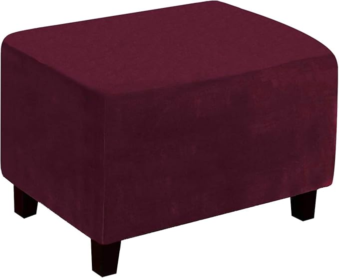 Ottoman Cover, Stretch Rectangle Velvet Ottoman Slipcovers of Foot Stool