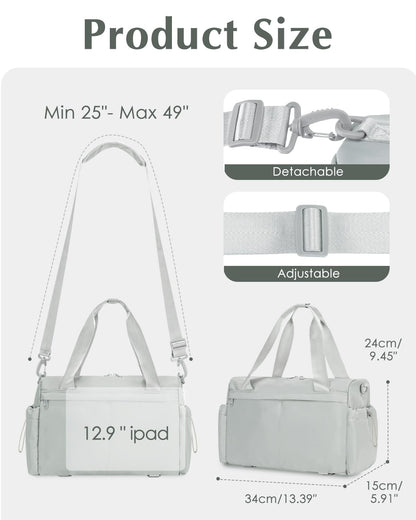 Small Gym Bag, Mini Gym Bag for Women with Yoga Mat Holder and Wet Compartment, Cute Small Yoga Mat Bag with Water Bottle Pocket for Workout Dance, Gray
