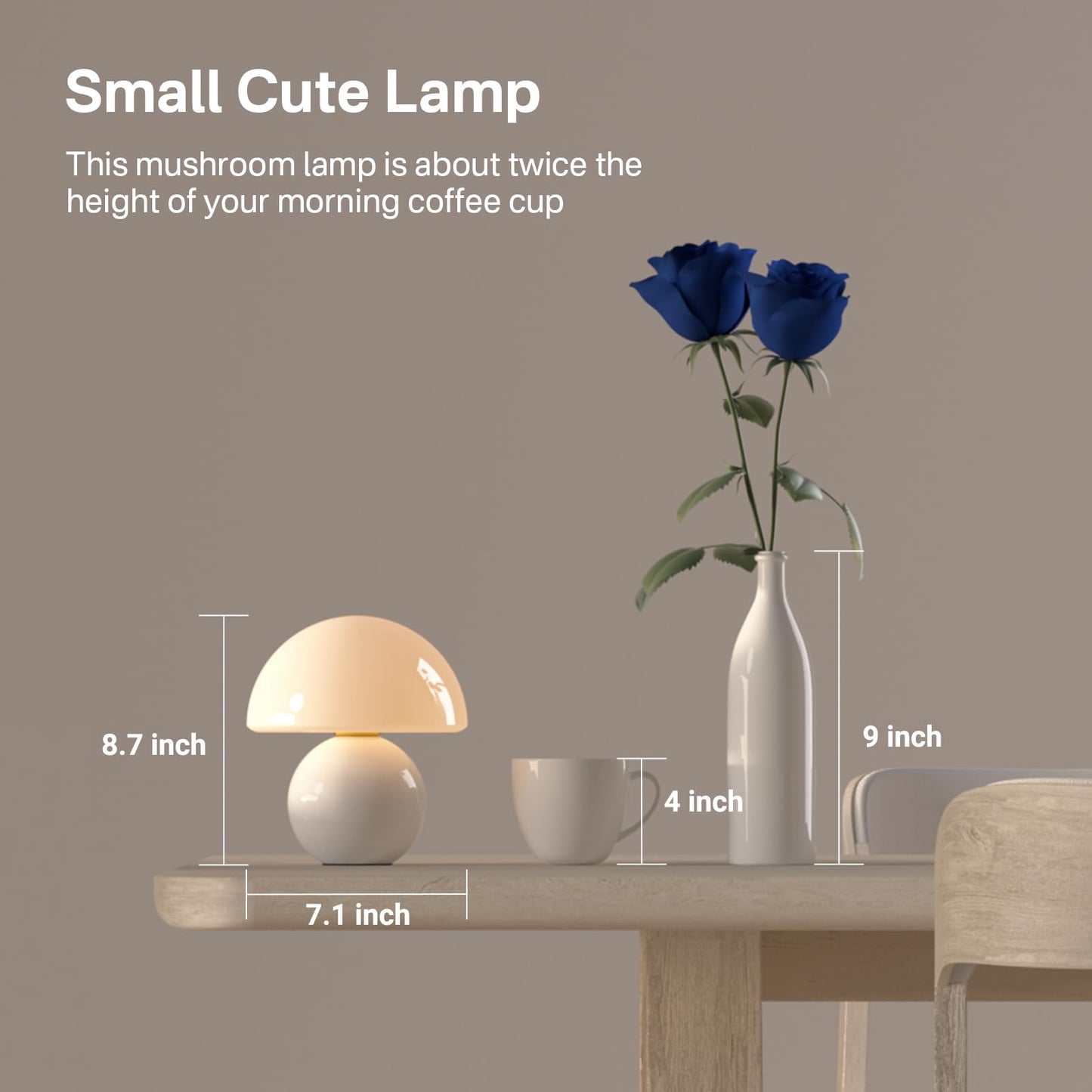 Dawnwake Mushroom Lamp Table Lamp for Bedroom,Desk Bedside Small Lamps for Living Room Night Stands,Mushroom Decor Cute Mini Modern Mid Century Lamps,Unique Aesthetic Home Living Room Decor(White)