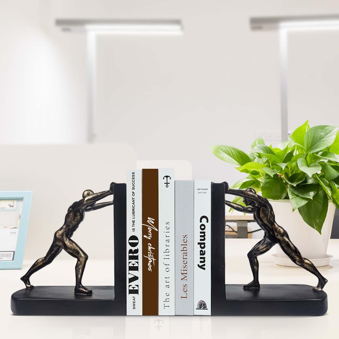LIFFY Man Decorative Book Ends,7" Resin Non Skid Bookends for Heavy Books,Bookends for Shelves Decorative,Creative Shelf Decorations to Hold Books for Bookshelf,Home,Office,Study