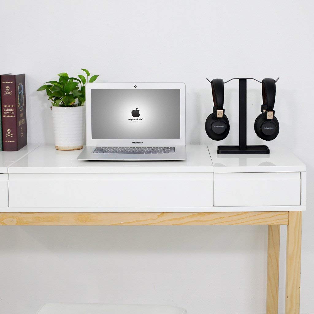 Avantree [Super Stable] Neetto Dual Headphones Stand for Desk, Aluminum Alloy & Metal Gaming Headsets Holder Hanger for Sennheiser, Sony, Audio-Technica, Bose, Beats, Akg, Display Mount - HS908