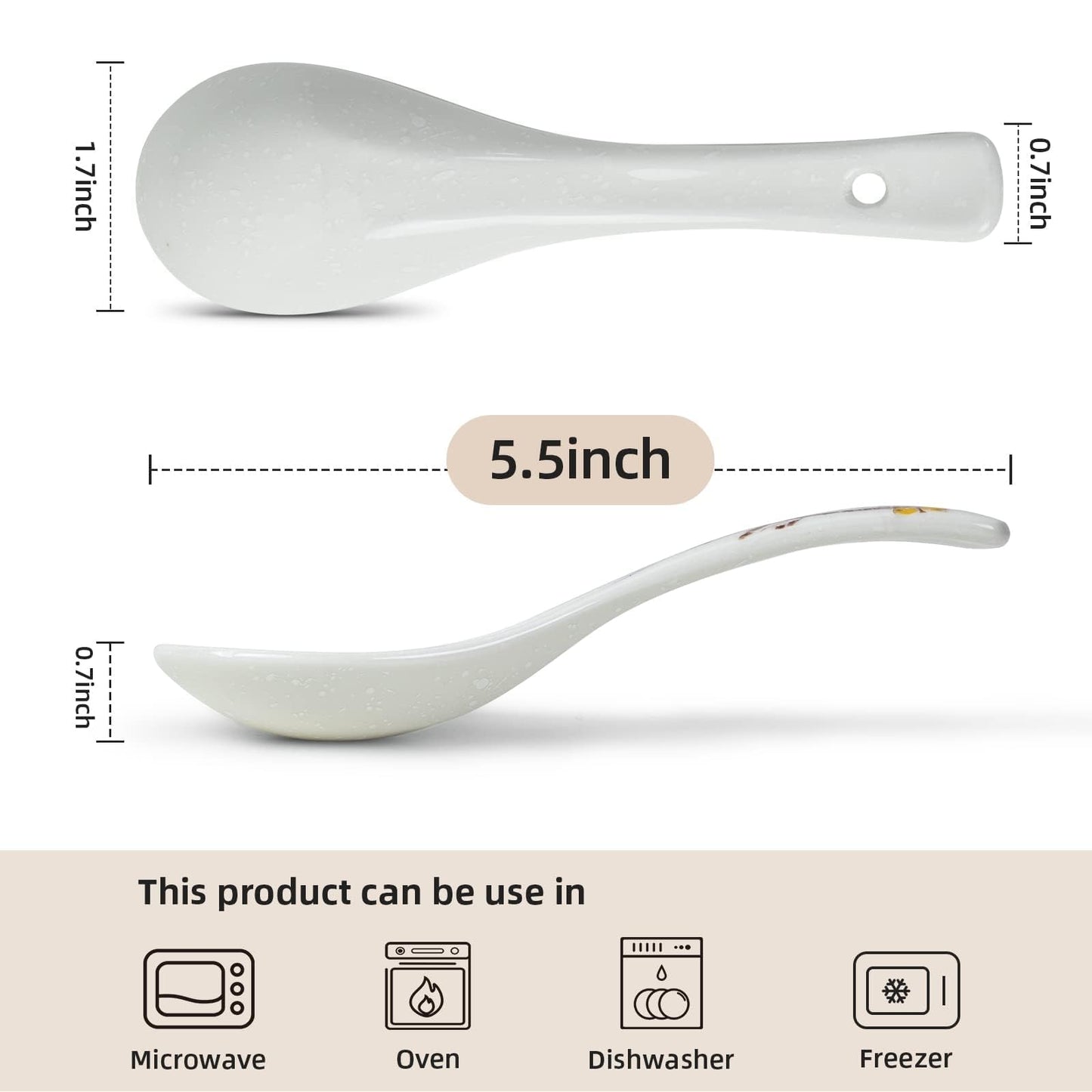 6 Pieces Japanese Retro Ceramics Soup Spoons Asian Soup Spoons Japanese Style Rice Spoon Flatware Chinese Serving Spoons Appetizers Tableware Meal Partner for Salad Ramen Noodles Wonton