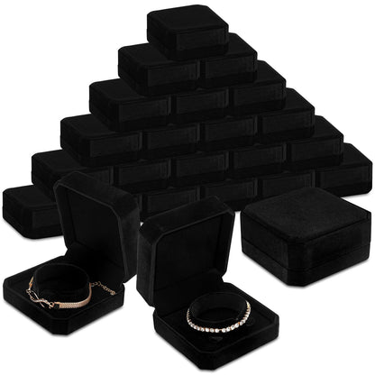 Ecation 24 Pcs Velvet Bracelet Box Classic Black Bracelet Gift Box Case for Jewelry Gift Storage Bangle Organizer Holder for Wedding Engagement Proposal Birthday Anniversary Jewelry Display