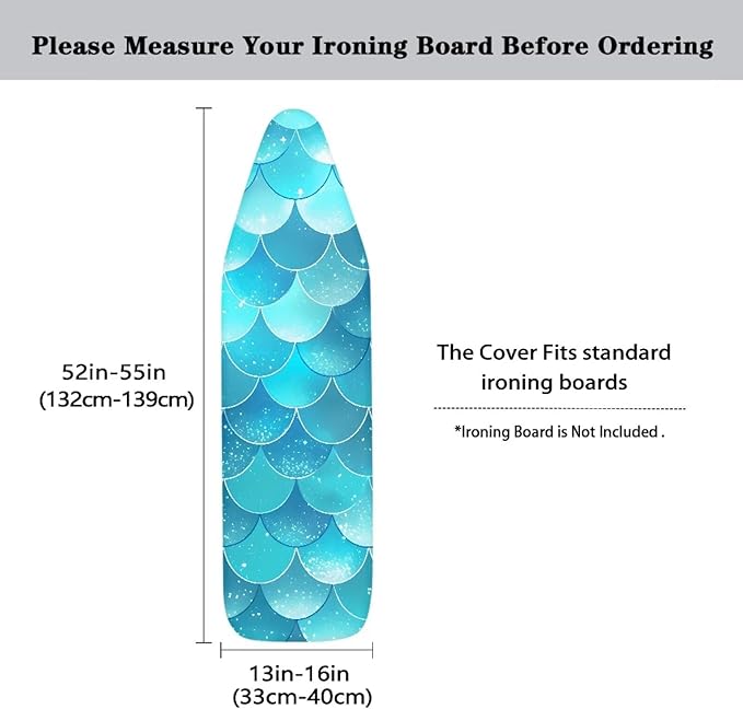 Mermaid Thick Padding Ironing Board Covers Durable Stain Resistant Hook and