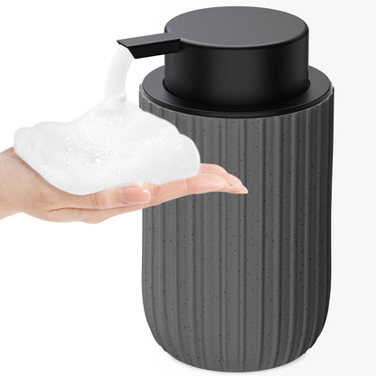 Ceramic Foaming Soap Dispenser, 12 oz Bathroom Foam Hand Soap Dispenser, Refillable Lotion Soap Dispenser with Removable Pump for Kitchen Hand Wash Dispenser, Modern Home Decor(2Pack-Black)