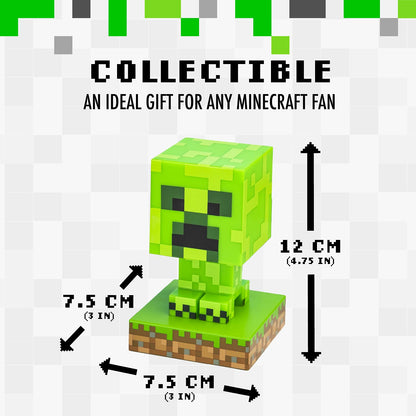 Minecraft Creeper Light, 3D Lamp - Officially Licensed Night Light - 12 cm Tall, Battery Powered, Gaming Room and Bedroom Decor for Minecraft Gamers | Paladone, Green