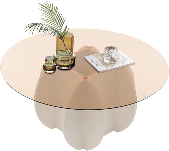 Round Glass Coffee Table for Living Room
