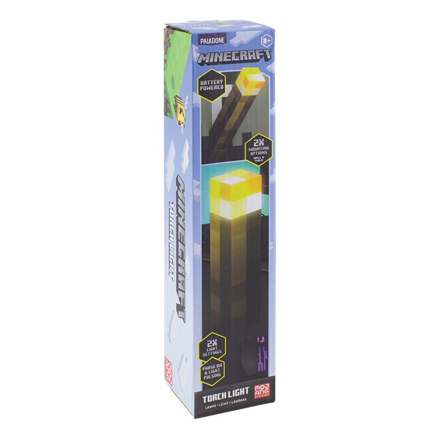 Minecraft Torch Light - Officially Licensed, 2 Light Modes, 2 Use Modes, Battery Operated, Gift for Gamers | Paladone