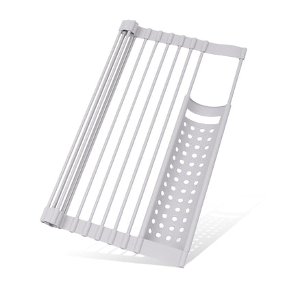 TITIROBA Dish Drying Rack, Over The Sink, Foldable, Dishes, Tray Included, Compact, Silicone, Rust-Free, Space Saving, Kitchen, Sink Dish Drying Rack, Wide, 20.5 x 12.6 inches (52 x 32 cm), Off White