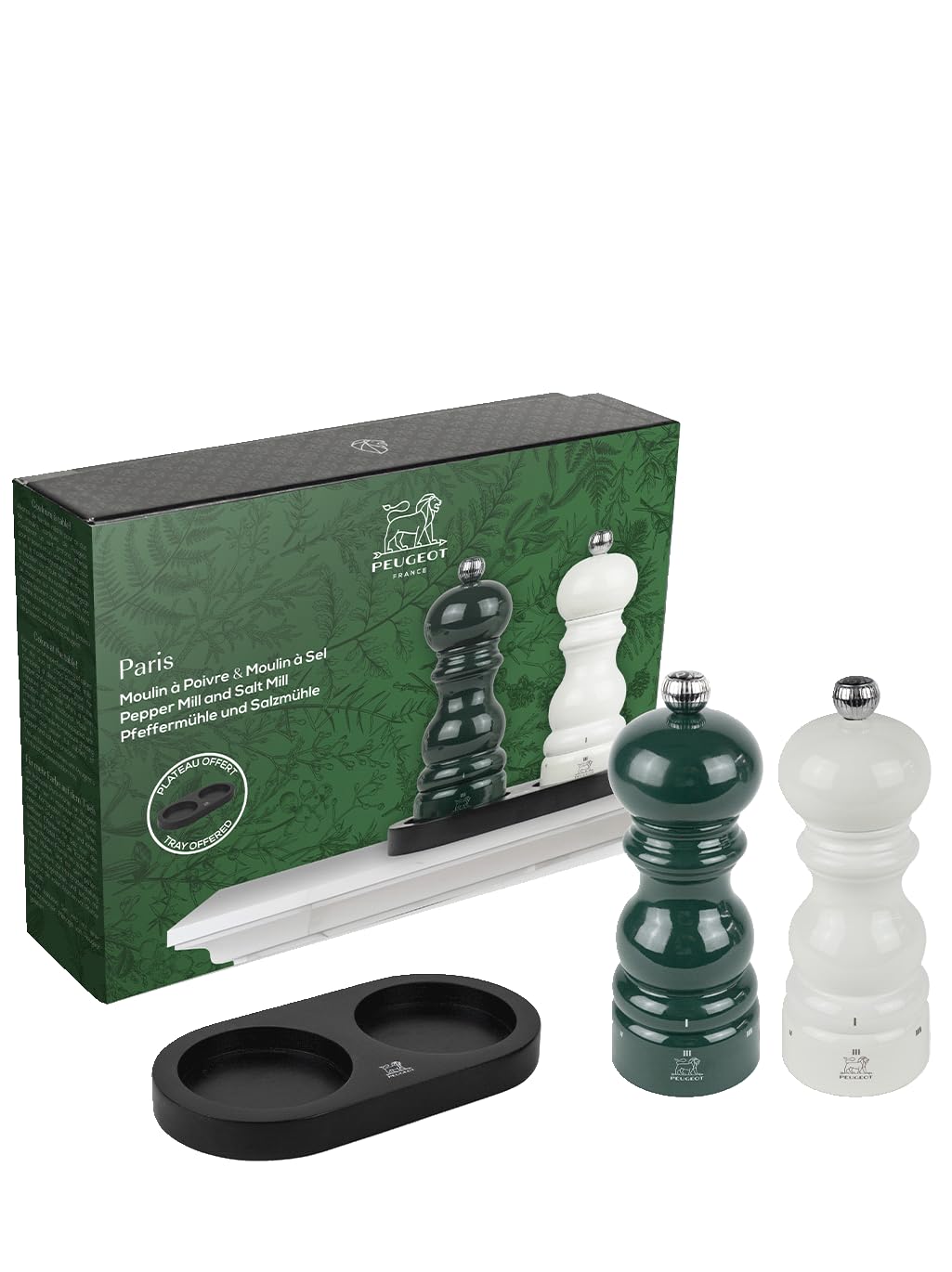 Set of Paris u'Select 15 cm Salt and Pepper Mills with Black tray as a Gift Box