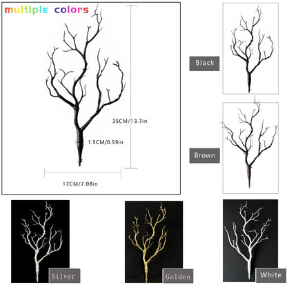 Threemonkys 13.8 inches Artificial Coral Branches Fake Antler Branches Small Branches for Home Decoration Flower Arrangement Wedding Christmas Halloween Festival (White 4PCS)