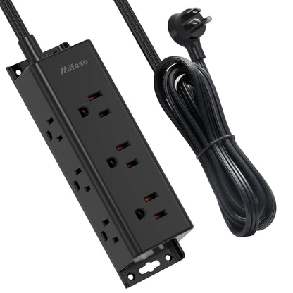 Surge Protector Power Strip - 9 Widely Spaced Multi Outlets, Wall Mount, 3 Side Outlet Extender with Extension Cord, Flat Plug, Overload Protection, Home Office Dorm Room Essentials (5FT, White)