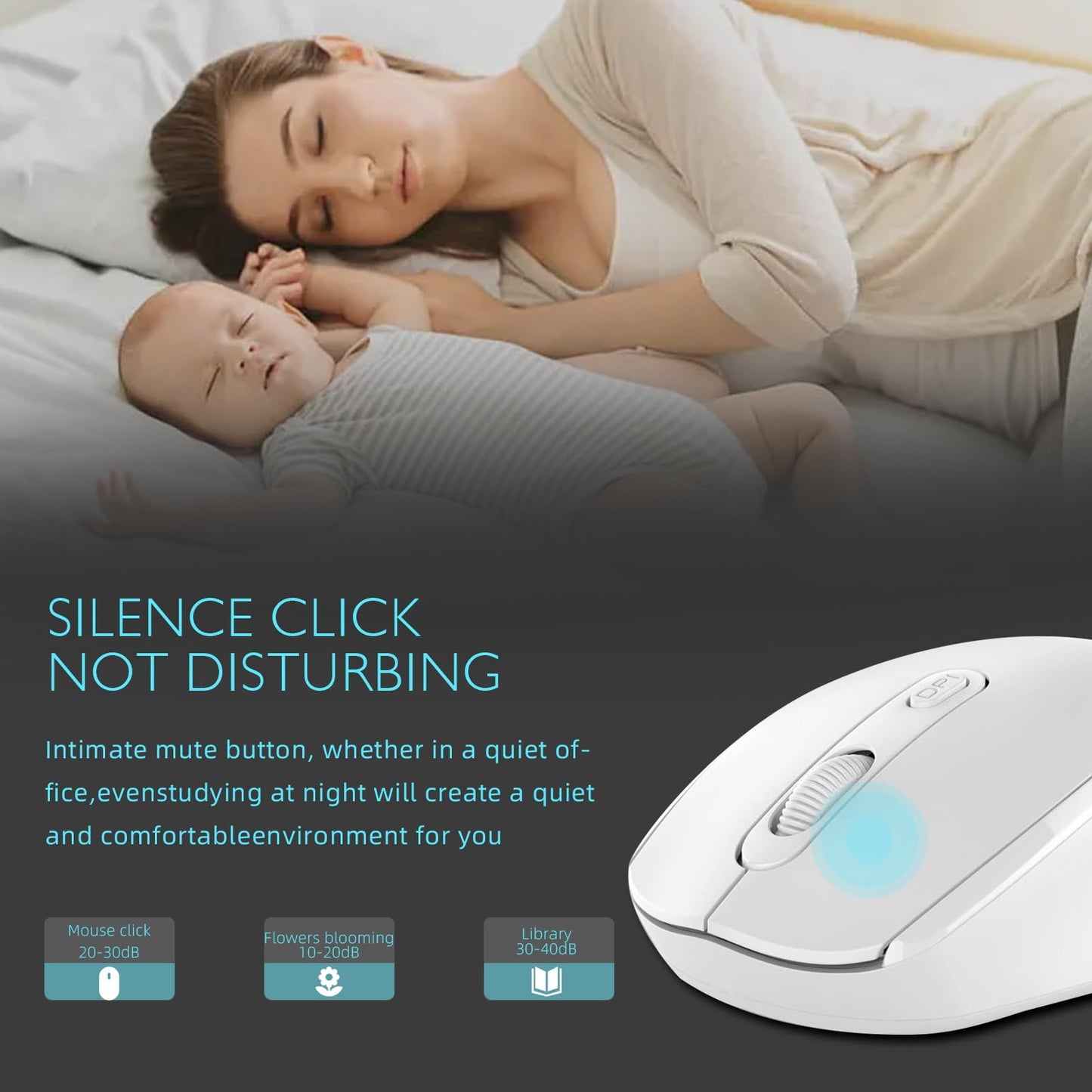 ONE-UP Wireless Mouse, 2.4G, Silent, USB Nano Receiver, for Laptop, Chromebook, PC, Mac, Windows and School Work (Black)
