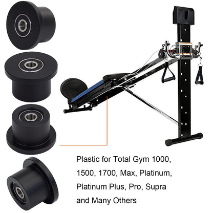 Total Gym 1700 Club Wheels/Rollers Qty for 4 Models 1000 1100, 1400, 1500, 1600, 1700, 1800, 1900, Achiever, Force, Gold, Max, Platinum, Platinum Plus, Pro, Supra, Supreme, Ultima, Ultra, XLI