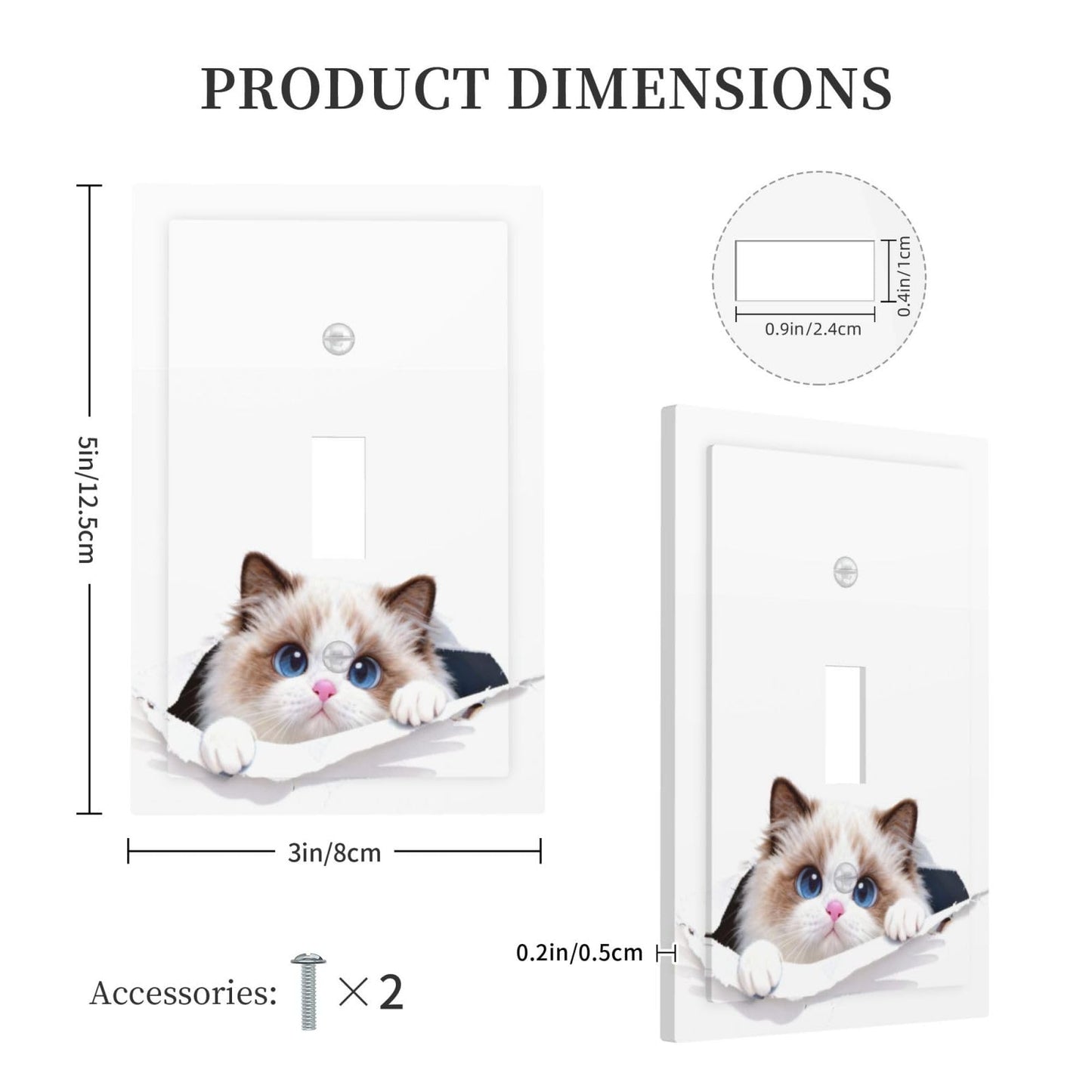 Decorative Ragdoll Cat Outlet Covers Fun Light Switch Plate 1 Gang Single Toggle Electrical Receptacle Switchplates for Bedroom Bathroom Kitchen