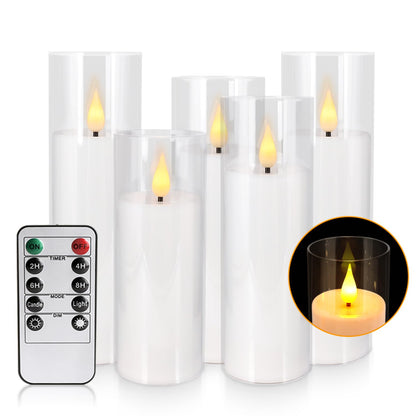 YOROXRG Flameless Candles,Battery Operated LED Candles Ideal for Halloween, Christmas,Home Decor,Home Party Wedding Indoor Outdoor,White 2.2X5“6”6“7”7“H