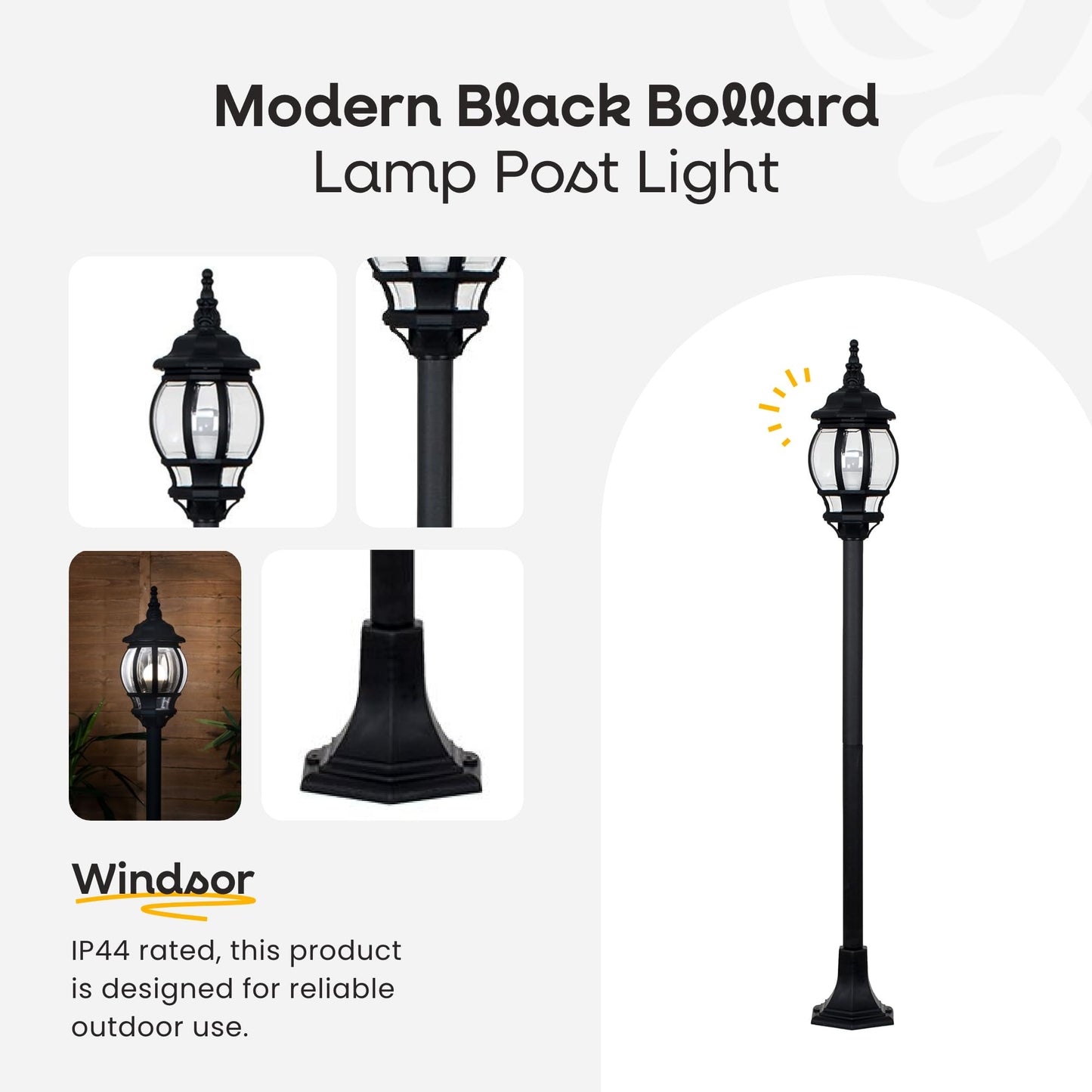 MiniSun | Modern Black Bollard Lamp Post Light | Post Lights, Home Décor & Improvement Essential