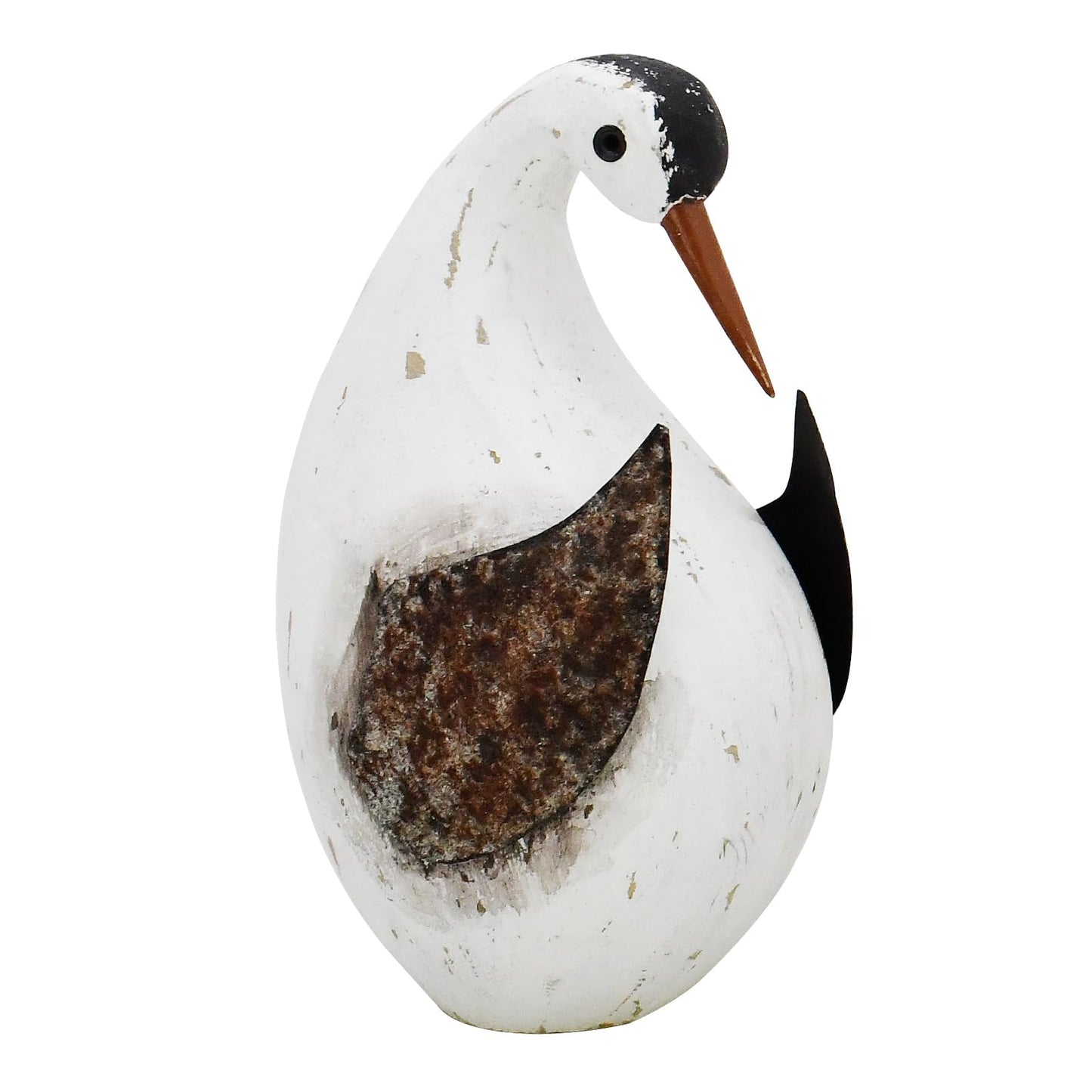 wovorins Wood Bird Statue Nautical Decor Decorative Rustic Seabird Sculpture Wooden Beach Themed Coastal Mediterranean Tabletop Decoration for Home Bathroom Living Room (M)