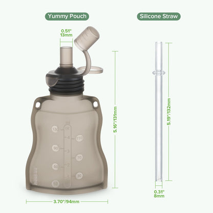 Haakaa Yummy Pouch Reusable Baby Food Pouch, Baby Food Storage Kids Squeezable Pouch, Washable Freezer - Make Homemade Organic Food for Babies/Toddlers, 4oz, 2 Pack,6m+