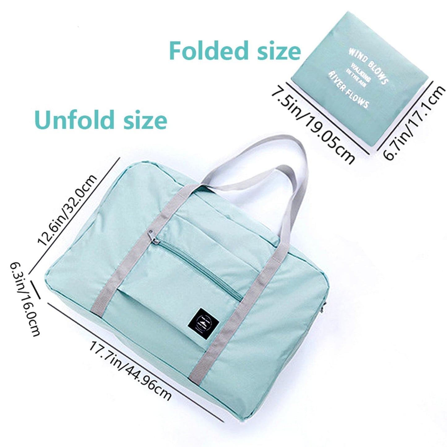 Foldable Travel Duffel Bag Tote Carry on Luggage Bag Spirit Airlines Personal item Sports Gym Bag Water Resistant Weekender Overnight Bags for Women and Men (Green)