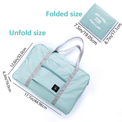 Foldable Travel Duffel Bag Tote Carry on Luggage Bag Spirit Airlines Personal item Sports Gym Bag Water Resistant Weekender Overnight Bags for Women and Men (Green)