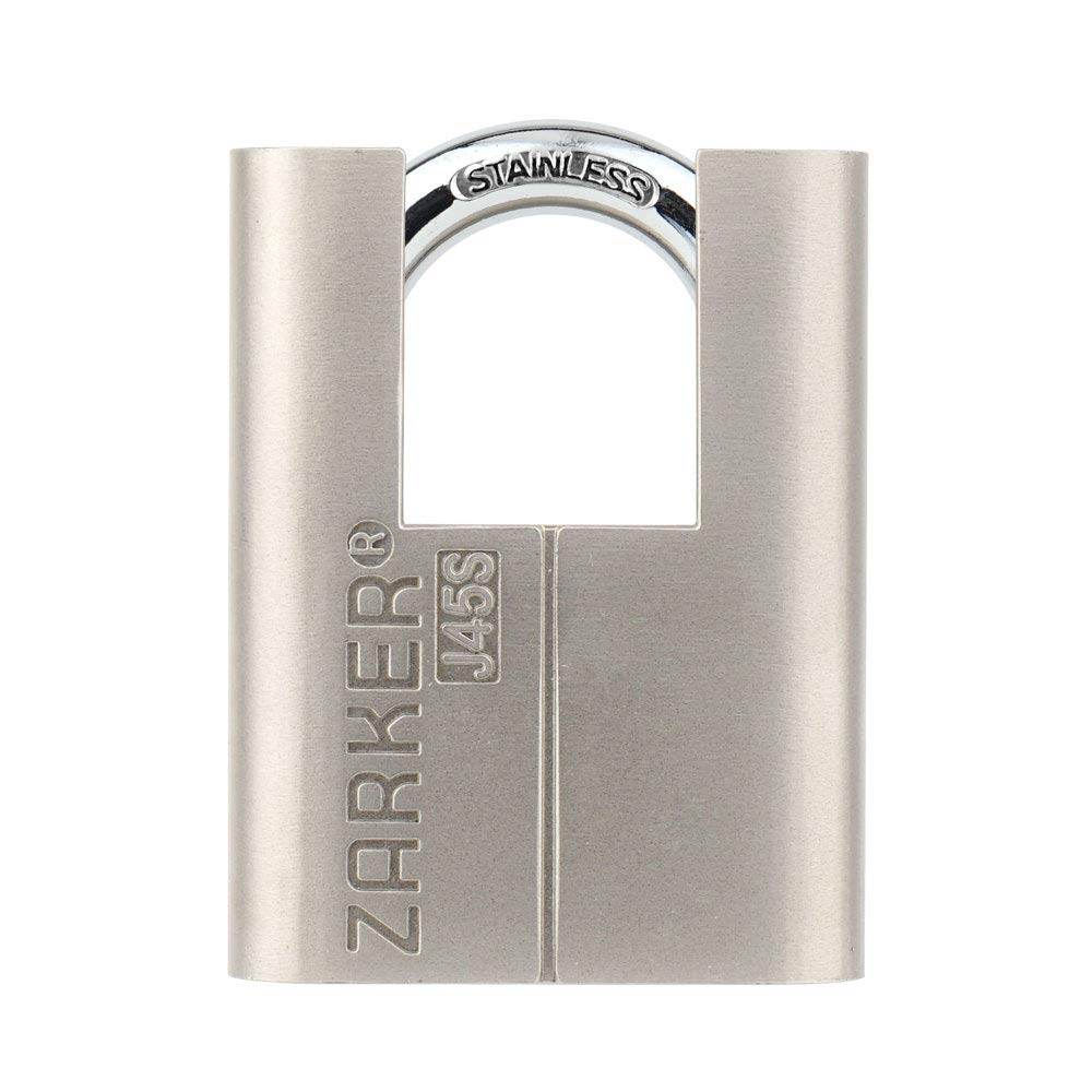 Zarker J45S keyed Padlock, Heavy Duty Stainless Steel Shackle Lock, 3 Keys, Waterproof and Rustproof Storage, Warehouses, Garage, Outdoors, 1-Pack