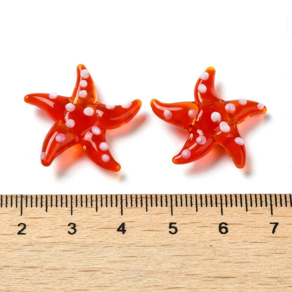 DanLingJewelry 10Pcs Handmade Glass Starfish Figurines Crystal Sea Star Summer Beach Themed Animals Ornaments for Home Office Table Decor