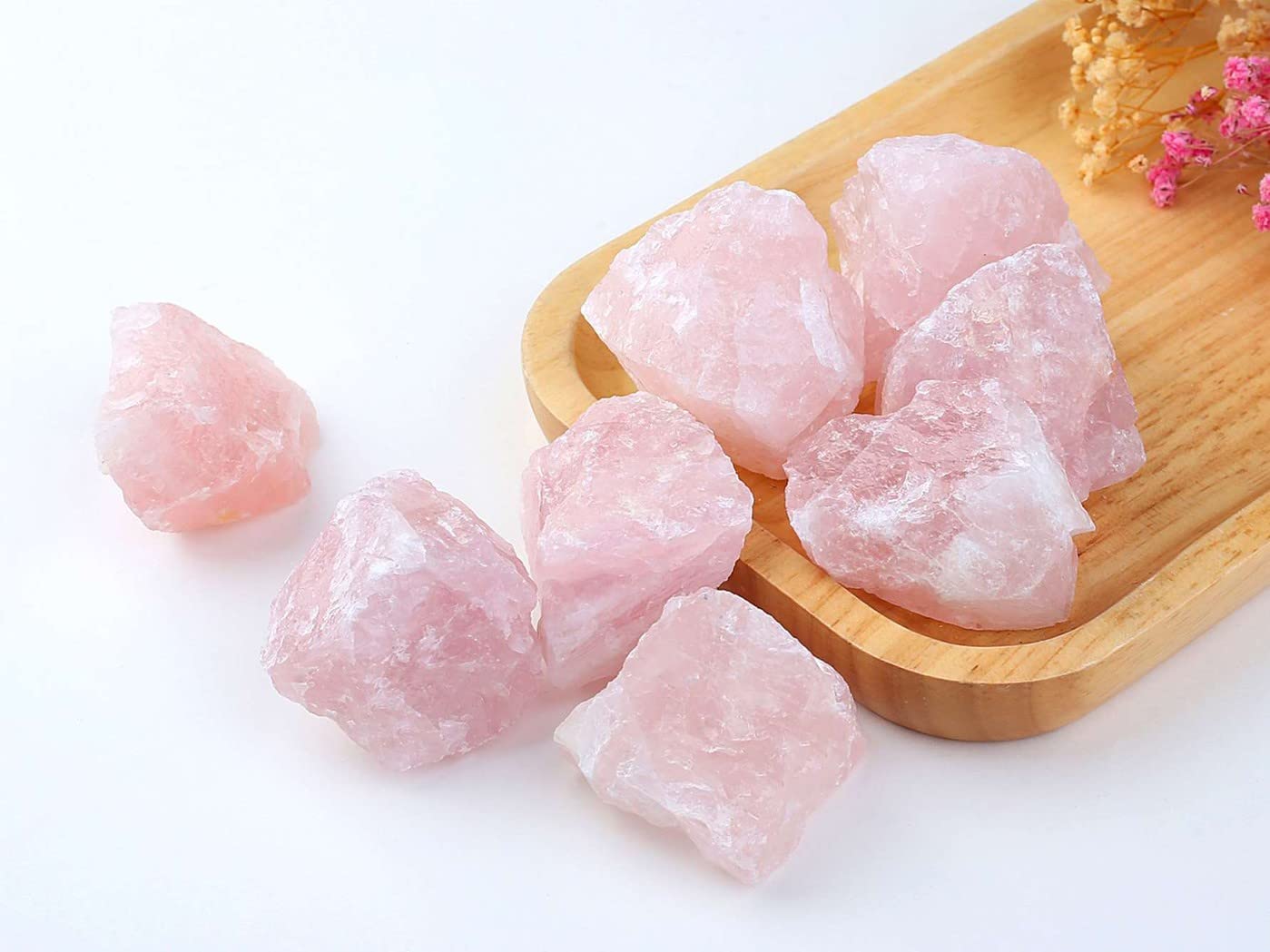 LAIDANLA Rose Quartz 2" Natural Rough Stones Crystal Large Raw Crystals Bulk Healing Gemstones for Reiki Healing Tumbling Fountain Rocks Wire Wrapping Decoration Cabbing Lapidary 4PCS 0.55lb