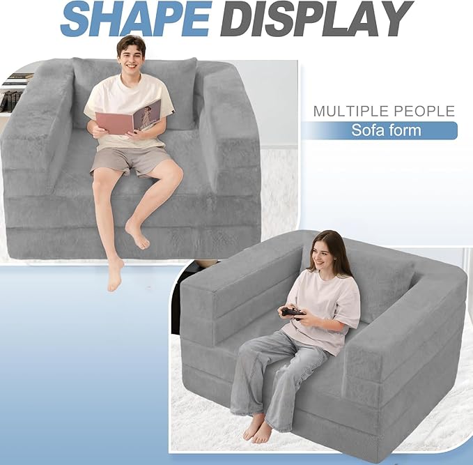Futon Sofa Bed with Pillow, 3-in-1 Sleeper Sofa Bed with Removable Cover