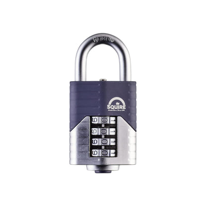 Squire Heavy Duty Padlock (Vulcan Combi 50) - Toughest Open Shackle - 4 Wheel Vulcan Padlock - Steel Cast Alloy for Corrosion Resistance - Weatherproof Lock for Home, School & Shed (Blue, 2")
