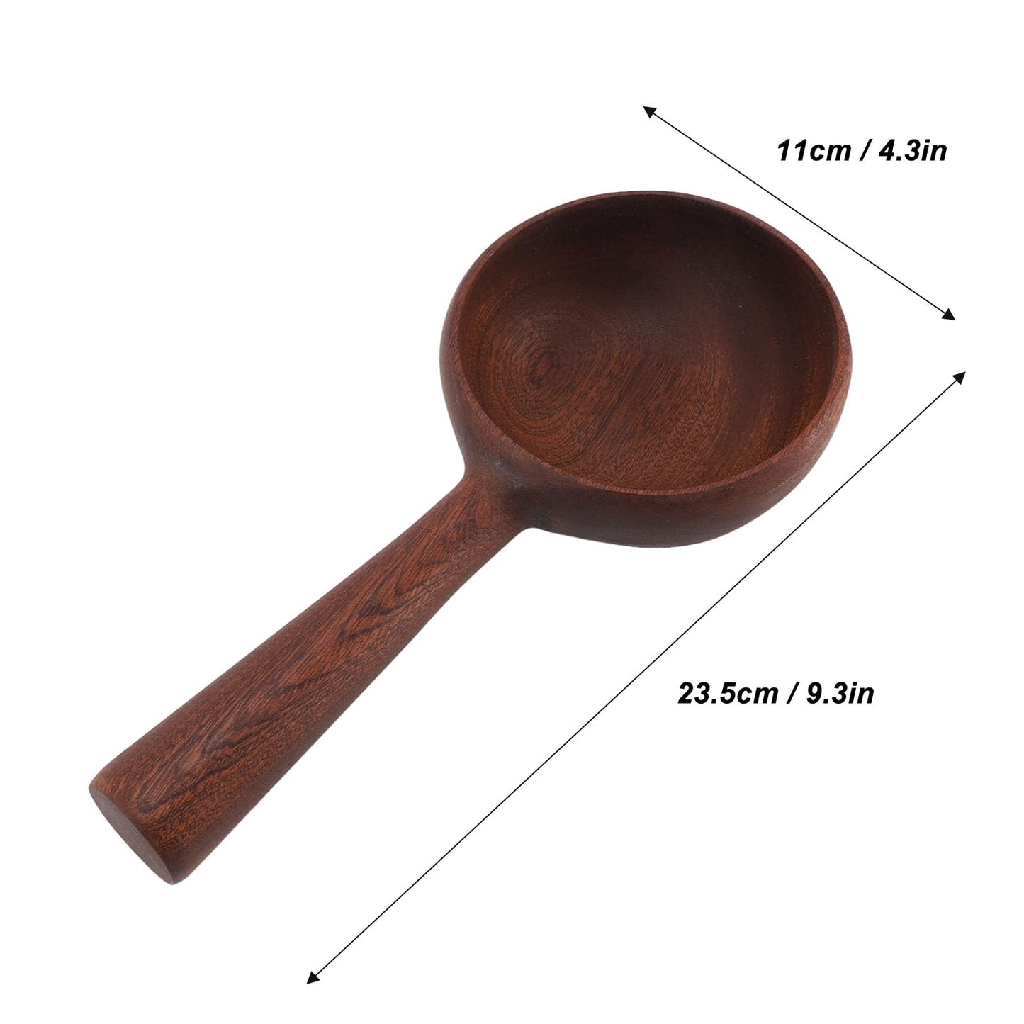 Wooden Water Ladle, 4.3 Inch Large Wood Kitchen Scoop Ladle for Flour Sugar Coffee Beans, Multipurpose Soup Serving Spoon Bath Scoop for Cooking Stirring, Bath Salt, Canisters Flour