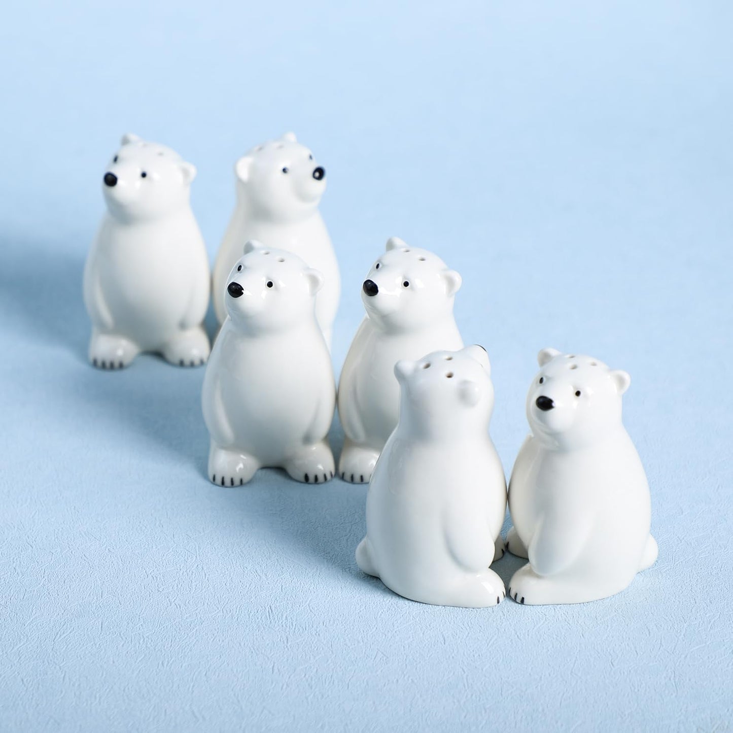 Bicuzat Ceramic Polar Bears Pattern Salt & Pepper Shakers Set, Hand-Painted Salt and Pepper Shakers, 2 PCS Set