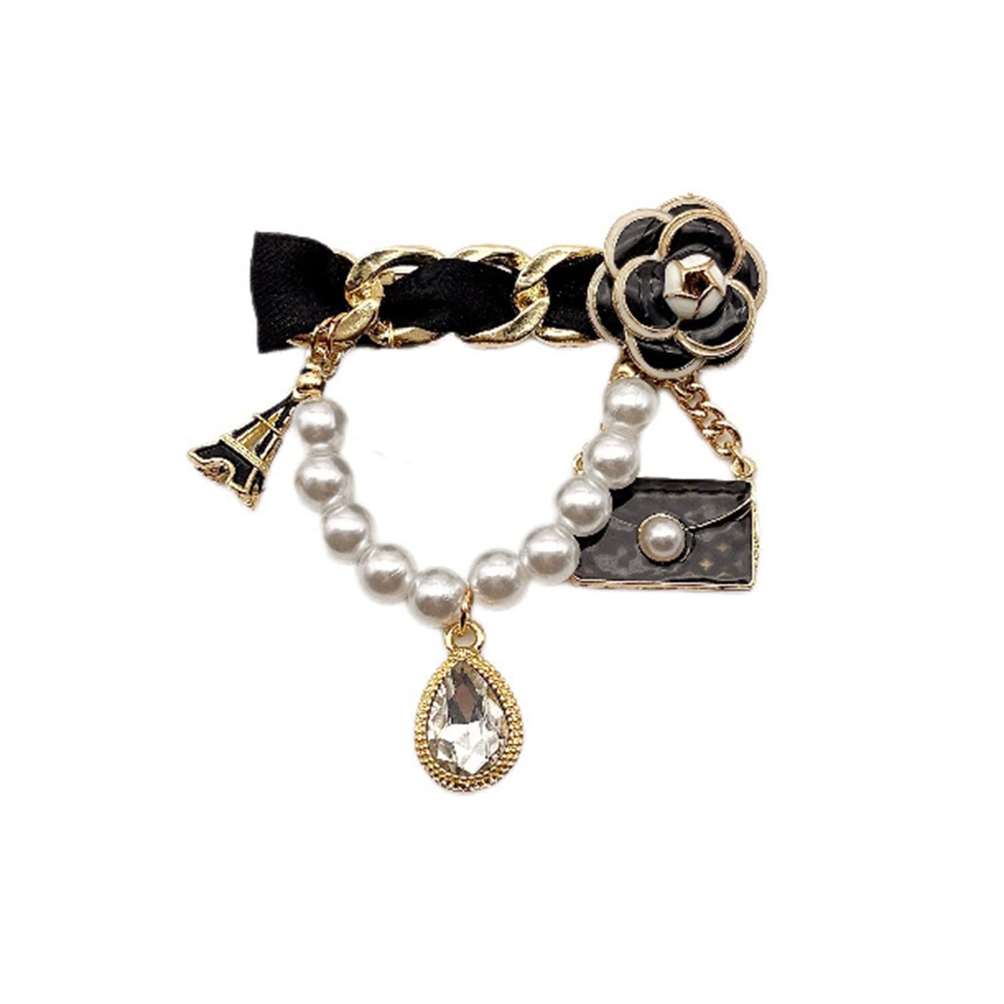 Vintage Fashion Eiffel Tower Pearl Brooch pins Brooches for Women Wedding/Banquet Jewelry