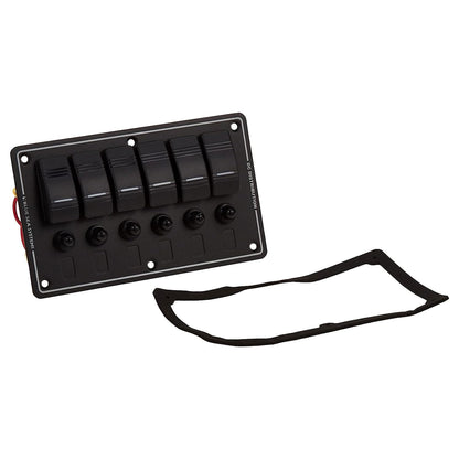 Blue Sea Systems 8373 Water Resistant Circuit Breaker Panel, 6 Position, Black