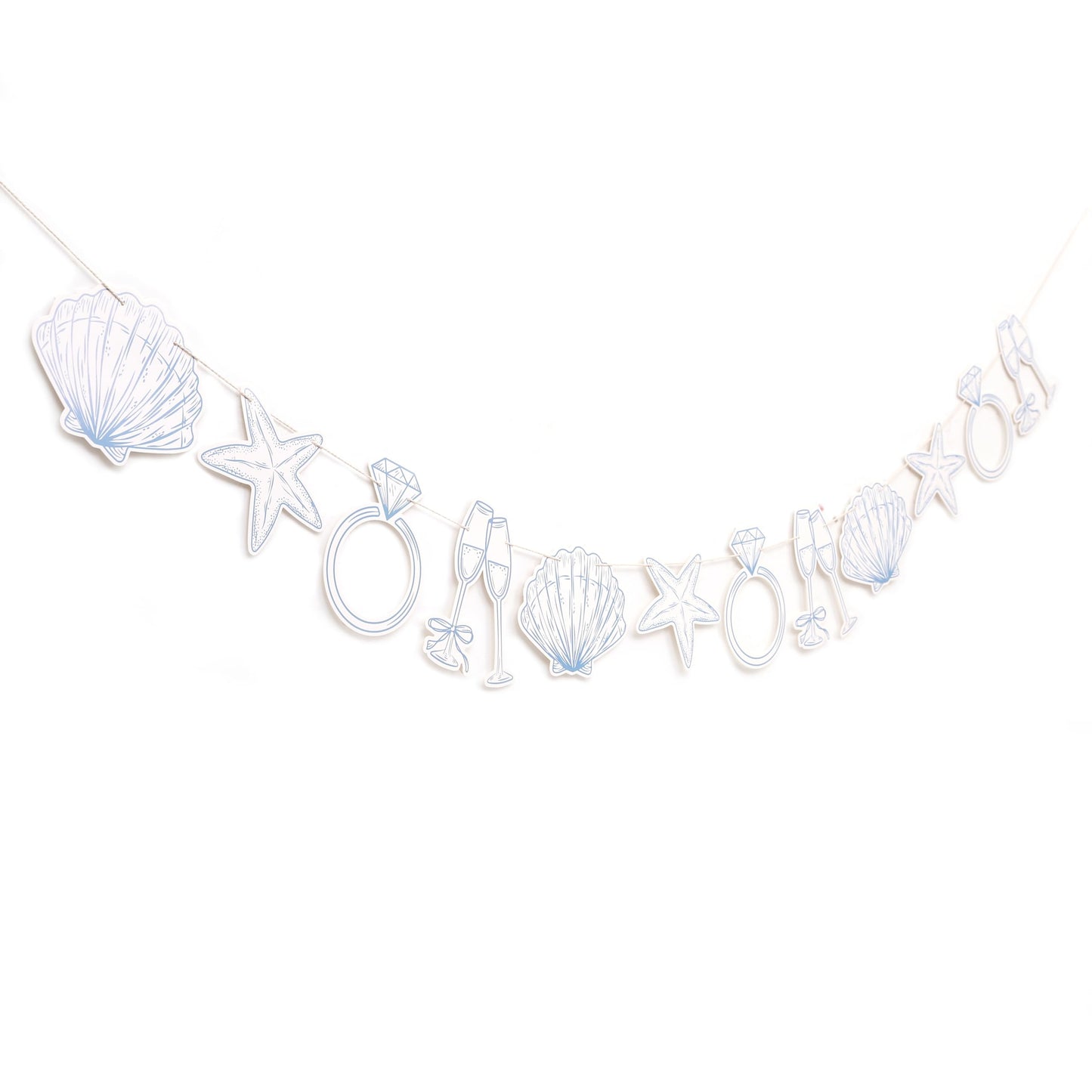 Last Toast On The Coast Banner - Coastal Bachelorette Decor,Seashell Garland Blue Bridal Shower Beach Party Banner,Seashells And Wedding Bells Garland (banner-1)