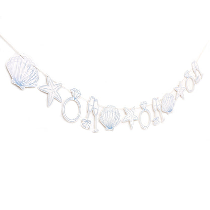 Last Toast On The Coast Banner - Coastal Bachelorette Decor,Seashell Garland Blue Bridal Shower Beach Party Banner,Seashells And Wedding Bells Garland (banner-1)