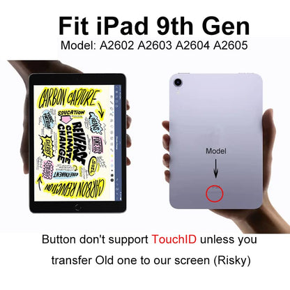 [NO LCD] for iPad 9 (9th Generation) A2602 A2603 A2604 A2605 Screen Replacement Digitizer Touch Glass Kits, for iPad 9th Gen 10.2 Inch (2021 Released), Full Repair Sets+Home Button[TouchID NO Work]