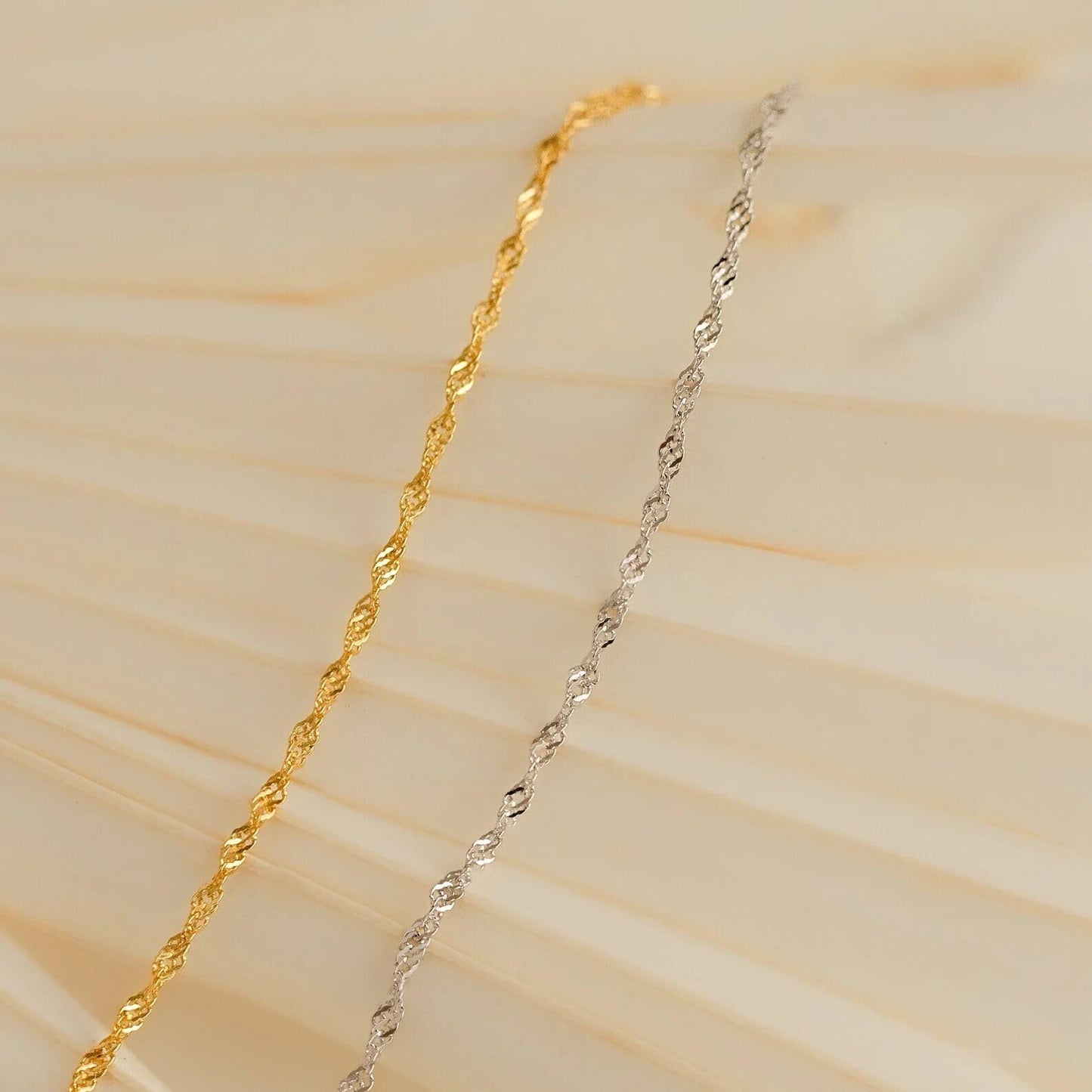 foyjoey 18K Gold Plated Thin Twist Chain Bracelets for Women Adjustable Simple Gold Layering Singapore Chain Bracelet Stainless Steel Dainty Everyday Waterproof Jewelry