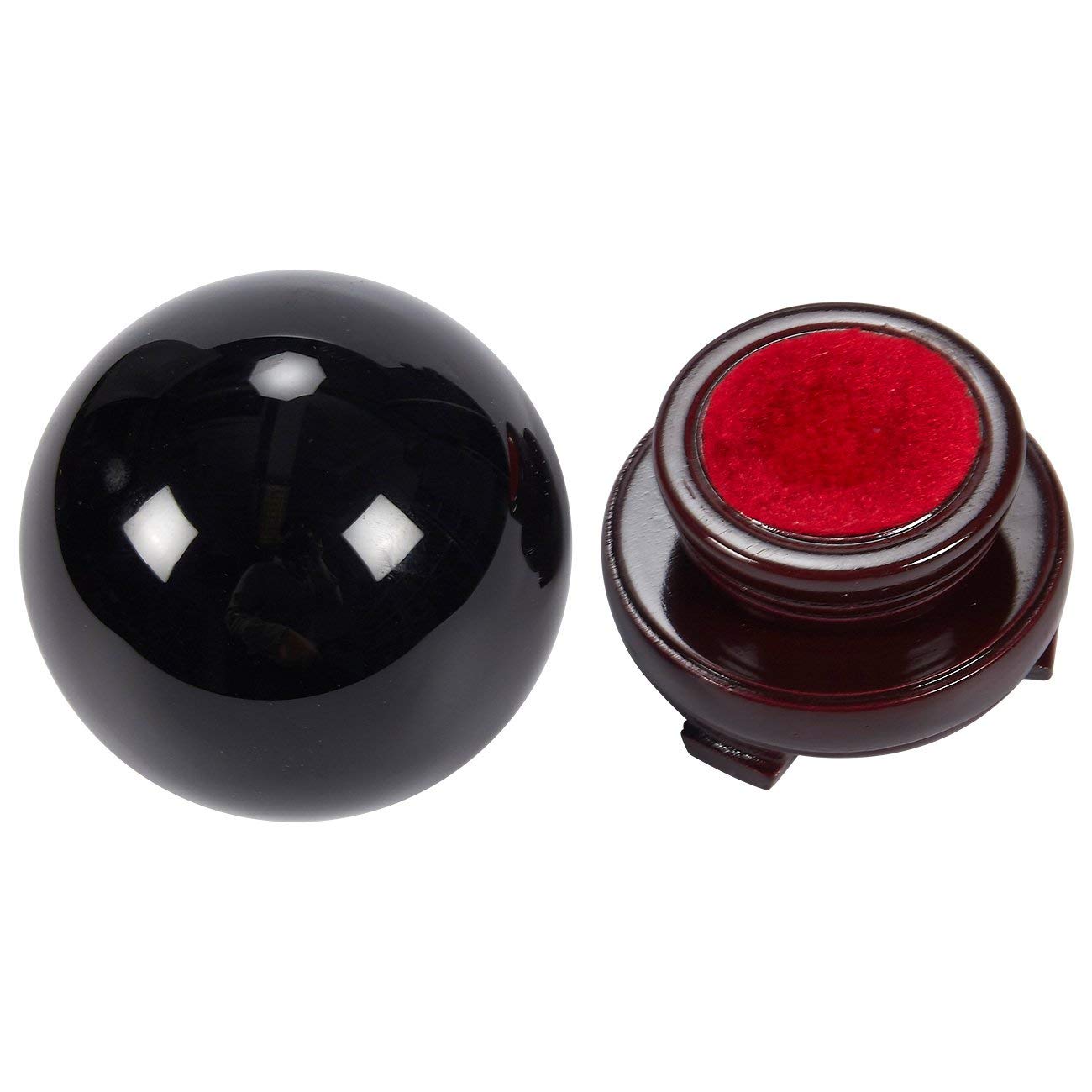 Juvale Obsidian Crystal Ball - 3.1-Inch Black Crystal Sphere with Wooden Stand - Polished Obsidian Stone Ball Decor & Scrying Orb for Meditation & Feng Shui Home Decor