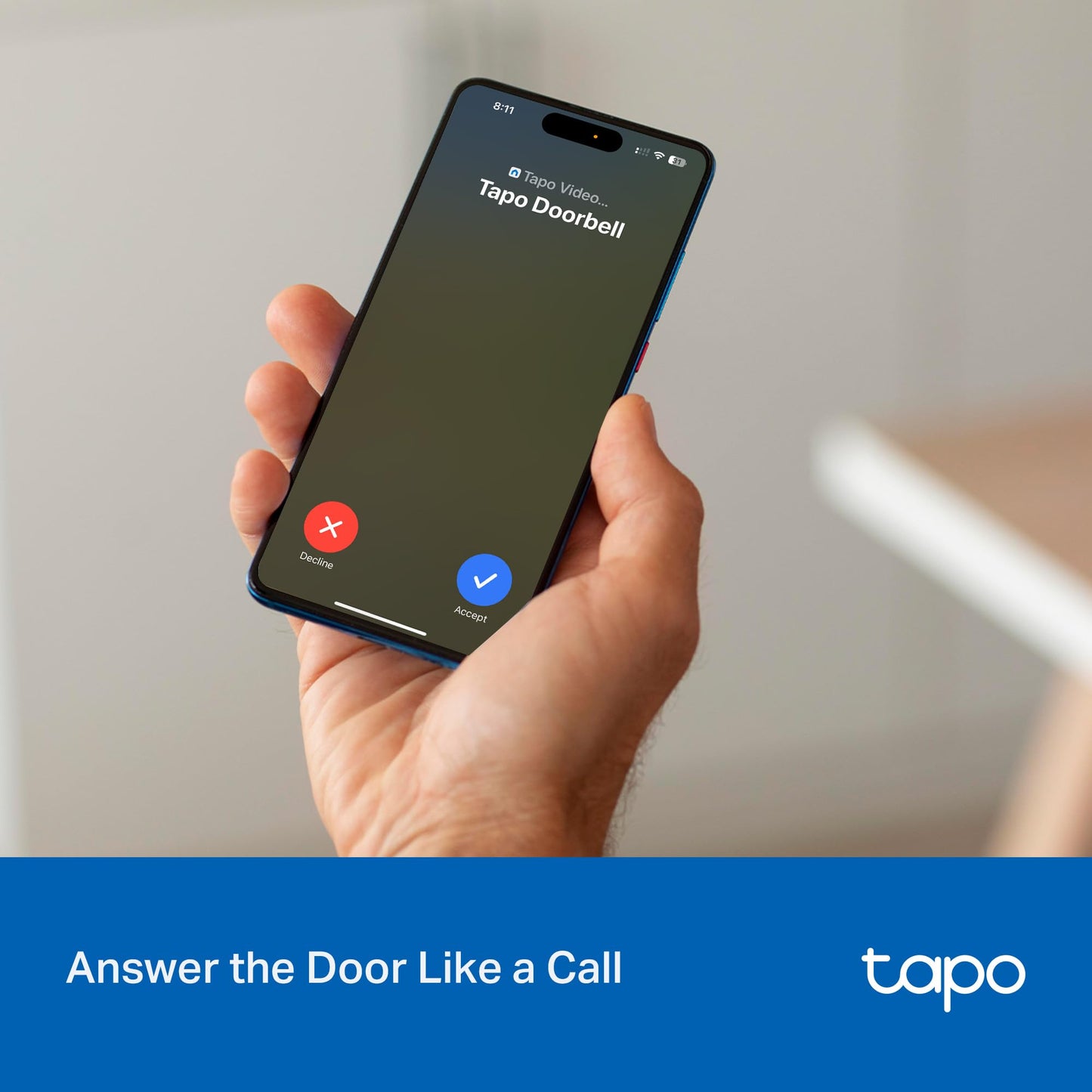 Tapo Smart Video Wireless Doorbell Camera - 2K, 160° Ultra-Wide View, Up to 180 Days Battery, HomeKit, Alexa, Google Assistant Compatible, Free AI Person Detection, IP54, SD/Cloud Storage, D205