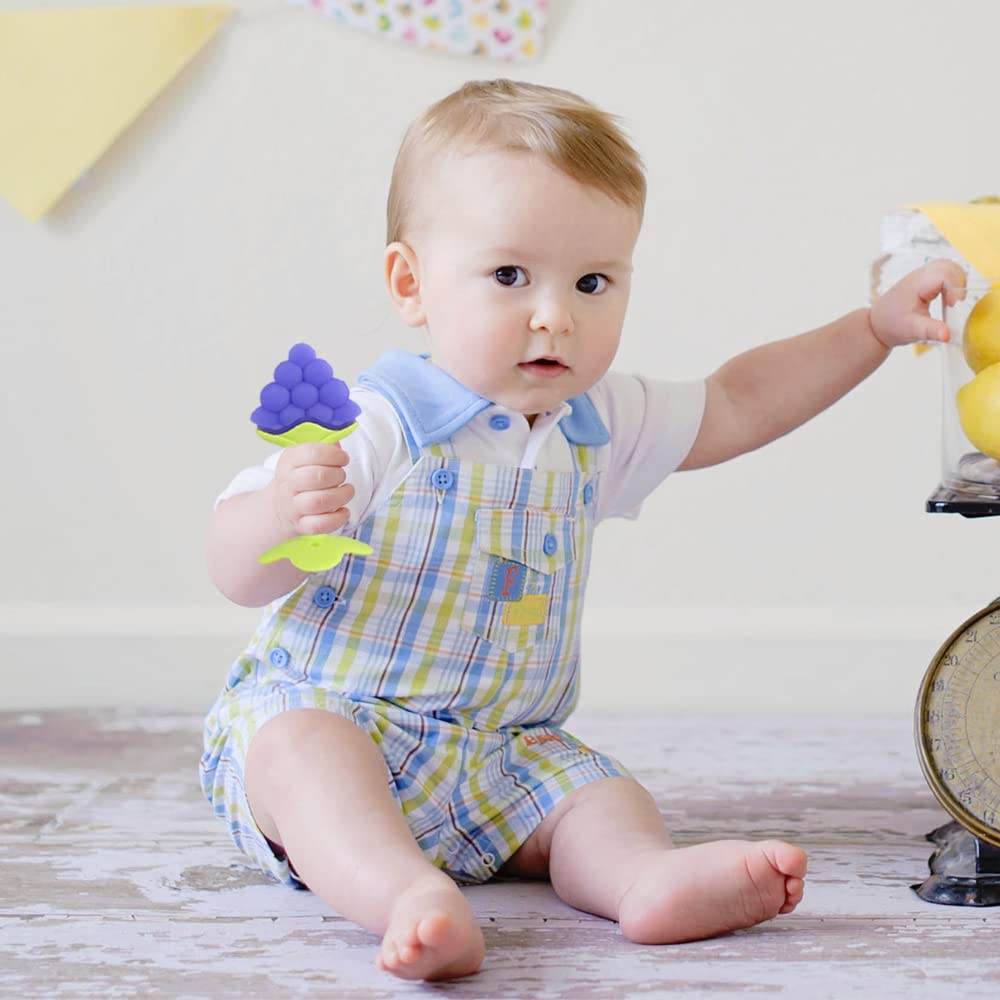 Chuya Teething Toys for Baby, Teethers with Banana Toothbrush Teeth Brushing,BPA-Free,Chew Toy Infants Toddlers Silicone Teether for Babies 0-6-12 Months